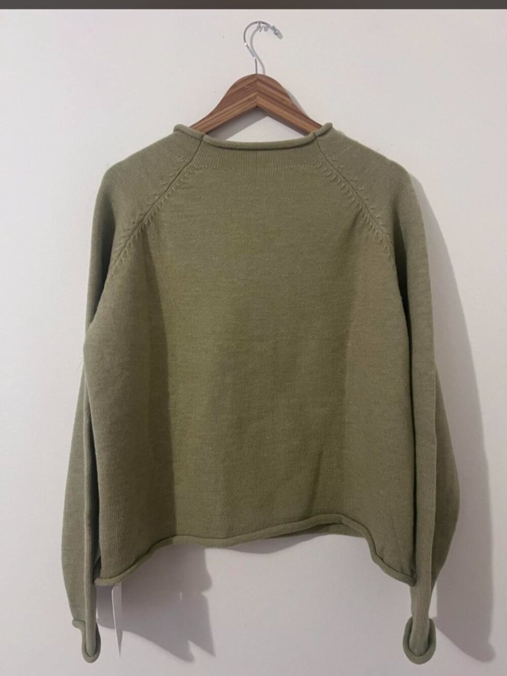 NWT Olive Green Fish Sweater with blue/white fish graphic - Picture 3 of 3